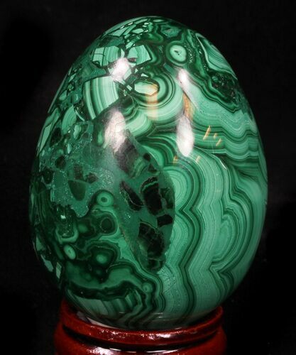 Stunning Polished Malachite Egg - Congo #33746
